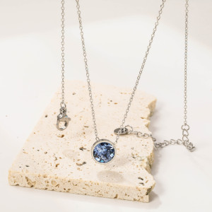 Elegant Silver Necklace with Light Blue Gemstone Pendant