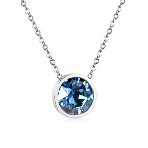 Elegant Silver Necklace with Light Blue Gemstone Pendant