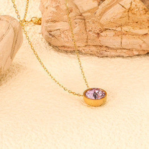 Elegant Gold-Plated Necklace with Light Purple Gemstone