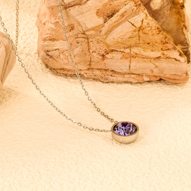 Elegant Purple Gemstone Necklace in Sterling Silver