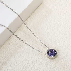 Elegant Purple Gemstone Necklace in Sterling Silver