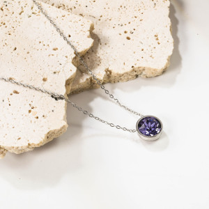 Elegant Purple Gemstone Necklace in Sterling Silver