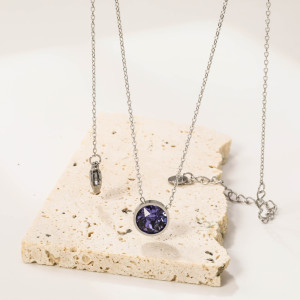 Elegant Purple Gemstone Necklace in Sterling Silver