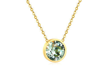 Elegant Light Green Gemstone Pendant Necklace in Gold Tone