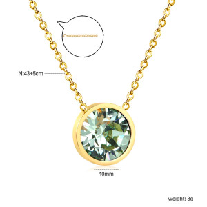 Elegant Light Green Gemstone Pendant Necklace in Gold Tone