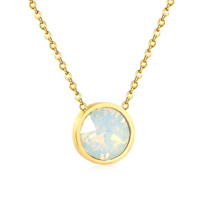 Elegant Round Pendant Necklace with Opalescent Gemstone