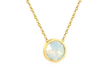 Elegant Round Pendant Necklace with Opalescent Gemstone