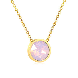 Elegant Gold & Pink Gemstone Necklace - Versatile Style