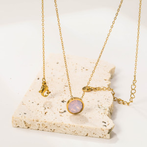 Elegant Gold & Pink Gemstone Necklace - Versatile Style