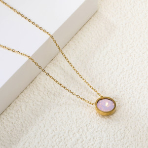 Elegant Gold & Pink Gemstone Necklace - Versatile Style