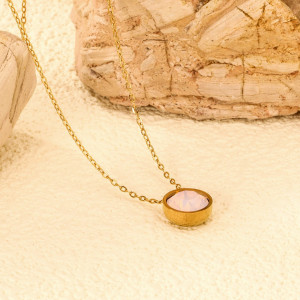 Elegant Gold & Pink Gemstone Necklace - Versatile Style