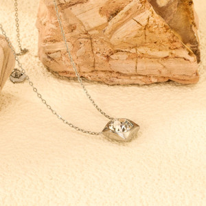 Elegant Silver-tone Necklace with Crystal Pendant