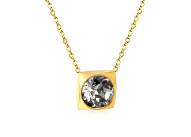 Modern Geometric Gold-Plated Necklace with Sparkling Stone