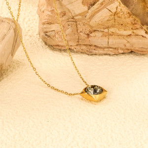 Modern Geometric Gold-Plated Necklace with Sparkling Stone