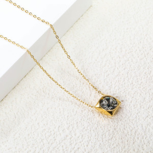 Modern Geometric Gold-Plated Necklace with Sparkling Stone