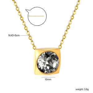 Modern Geometric Gold-Plated Necklace with Sparkling Stone