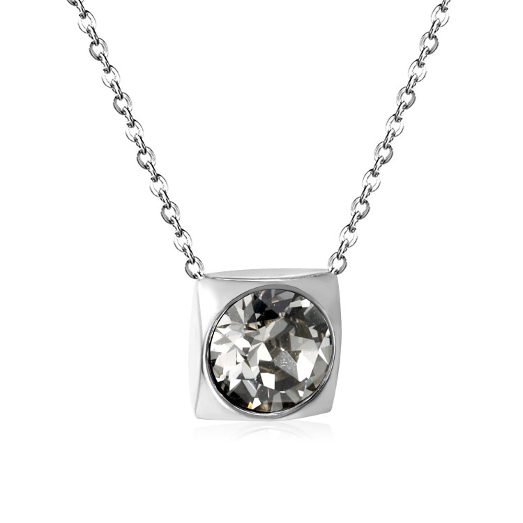 Elegant Square Pendant Necklace with Faceted Gemstone