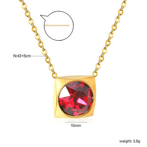 Elegant Red Stone Pendant Necklace in Gold-Tone Finish