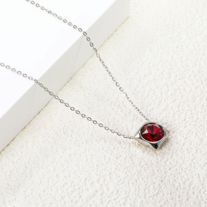 Elegant Red Gem Pendant Necklace - Modern Statement Jewelry