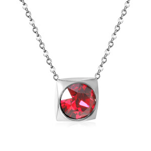 Elegant Red Gem Pendant Necklace - Modern Statement Jewelry