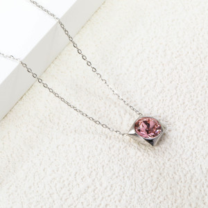 Elegant Pink Stone Necklace - Modern & Versatile Design