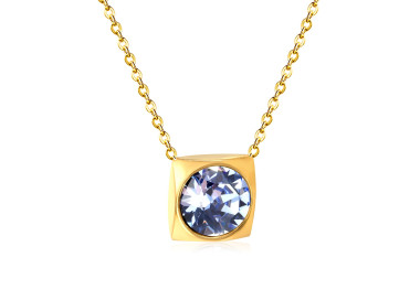 Elegant Gold-Tone Necklace with Sparkling Blue Pendant