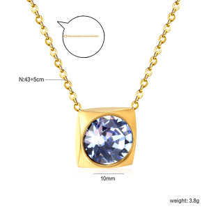 Elegant Gold-Tone Necklace with Sparkling Blue Pendant