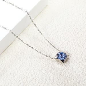 Elegant Blue Gemstone Pendant Necklace for Women