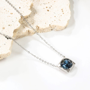 Elegant Blue Gemstone Pendant Necklace for Women