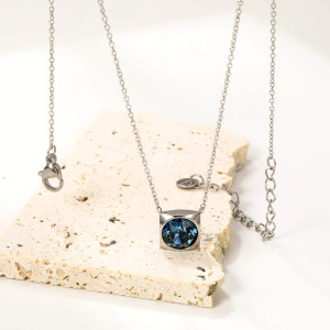 Elegant Blue Gemstone Pendant Necklace for Women