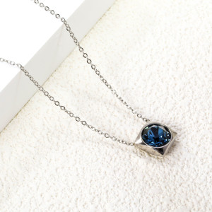 Elegant Blue Gemstone Pendant Necklace for Women