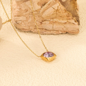 Elegant Gold-Toned Lavender Gem Necklace for Every Occasion