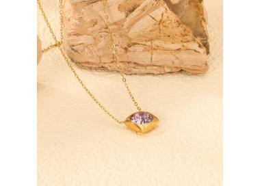 Elegant Gold-Toned Lavender Gem Necklace for Every Occasion