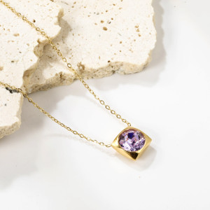 Elegant Gold-Toned Lavender Gem Necklace for Every Occasion