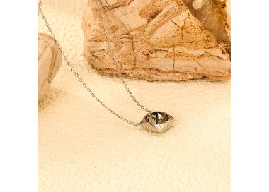 Elegant Eye-Shaped Necklace with Dark Gemstone