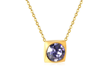 Elegant Gold-Tone Pendant Necklace with Purple Gemstone