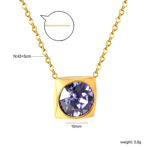 Elegant Gold-Tone Pendant Necklace with Purple Gemstone