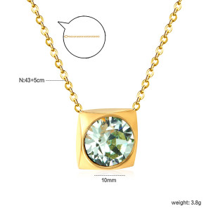 Elegant Gold-Tone Necklace with Unique Green Pendant