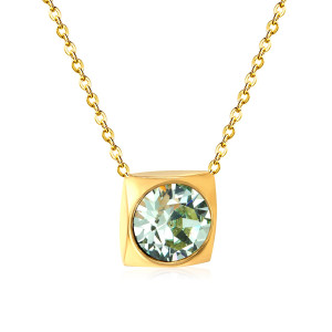 Elegant Gold-Tone Necklace with Unique Green Pendant