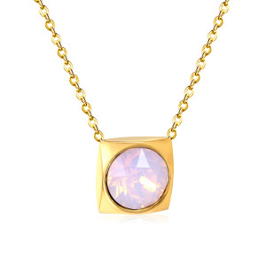 Chic Gold-Toned Necklace with Pink Gemstone Pendant