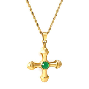 Gold Cross Pendant Necklace - Elegant Fashion Jewelry