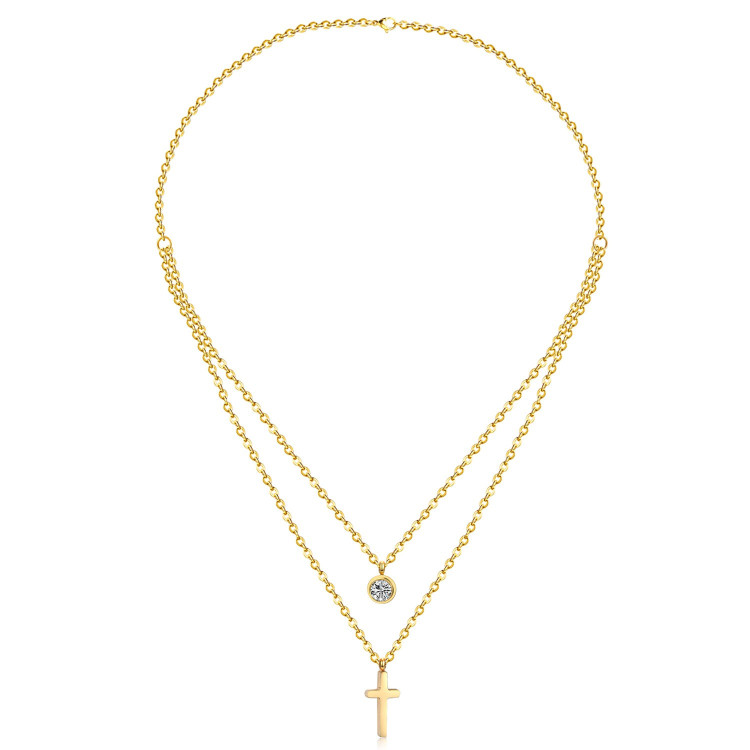 Layered Gold Cross Necklace - Elegant Faith Accessory