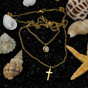 Layered Gold Cross Necklace - Elegant Faith Accessory