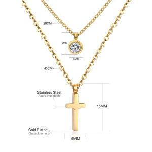 Layered Gold Cross Necklace - Elegant Faith Accessory