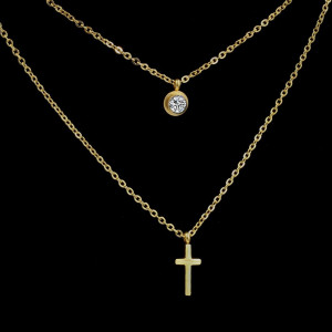 Layered Gold Cross Necklace - Elegant Faith Accessory