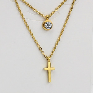 Layered Gold Cross Necklace - Elegant Faith Accessory