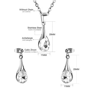 Teardrop Pendant & Earring Set - Elegant Jewelry Gift