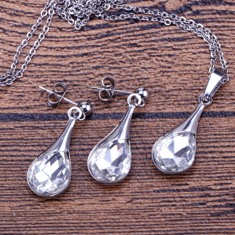 Teardrop Pendant & Earring Set - Elegant Jewelry Gift