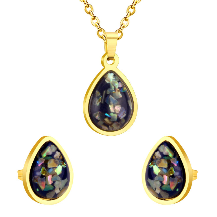 Gold-Plated Teardrop Jewelry Set - Elegant & Versatile