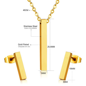 Gold-Tone Minimalist Jewelry Set: Necklace & Earrings